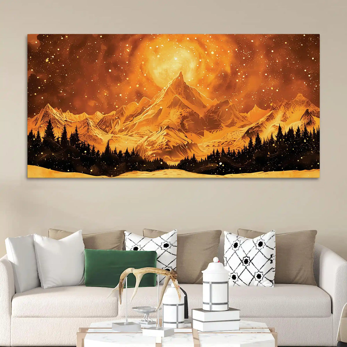 Designer Mountain Sunset Canvas Painting