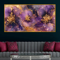Designer Purple Flower Crystal Glass Wall Painting