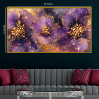 Designer Purple Flower Crystal Glass Wall Painting