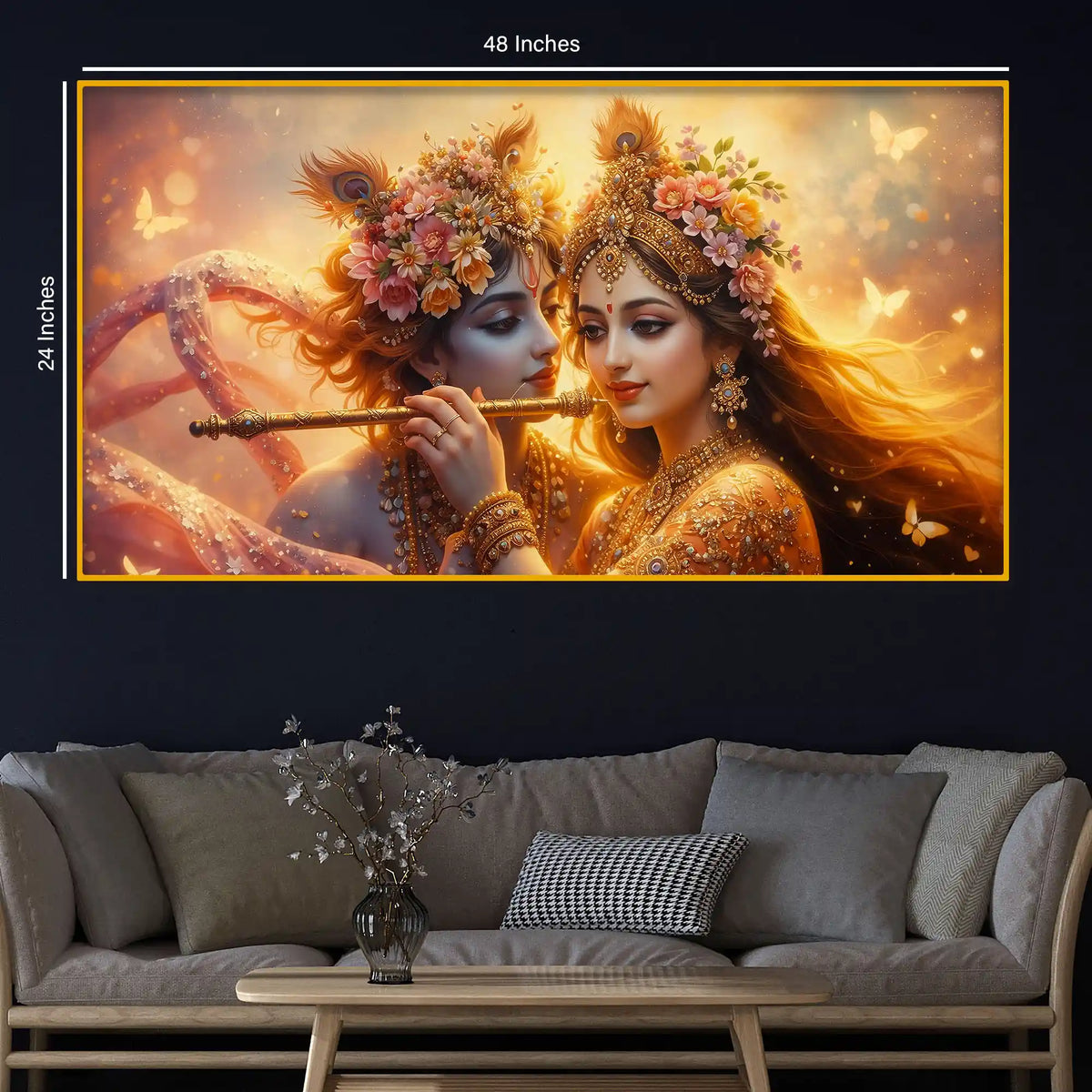 Designer Radha Krishna Crystal Glass Wall Painting for Home Décor