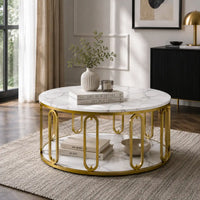 Designer Round Center Table with Marble Finish