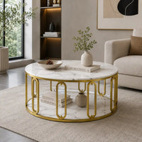 Designer Round Center Table with Marble Finish