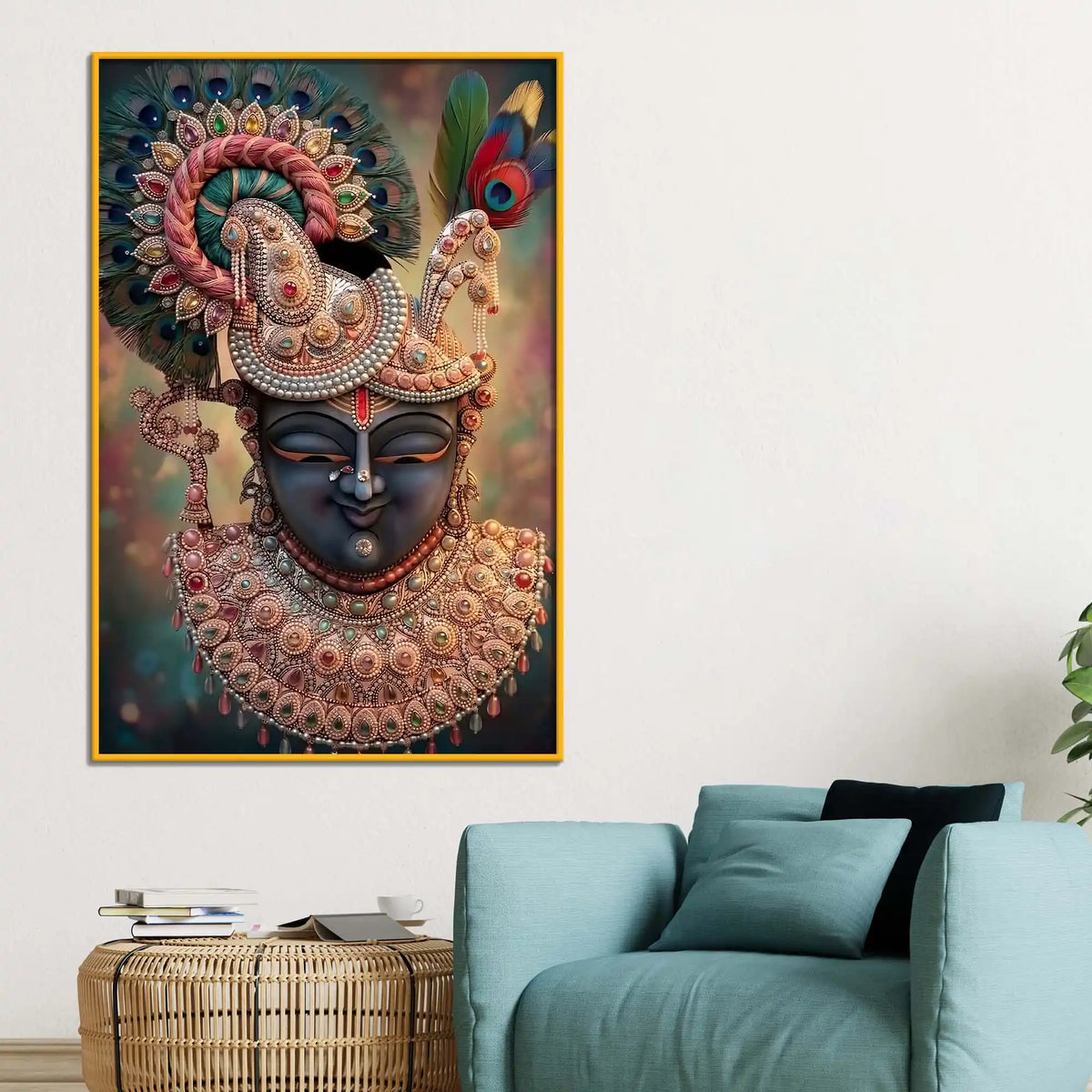 Designer Shrinathji Floating Frame Crystal Wall Painting