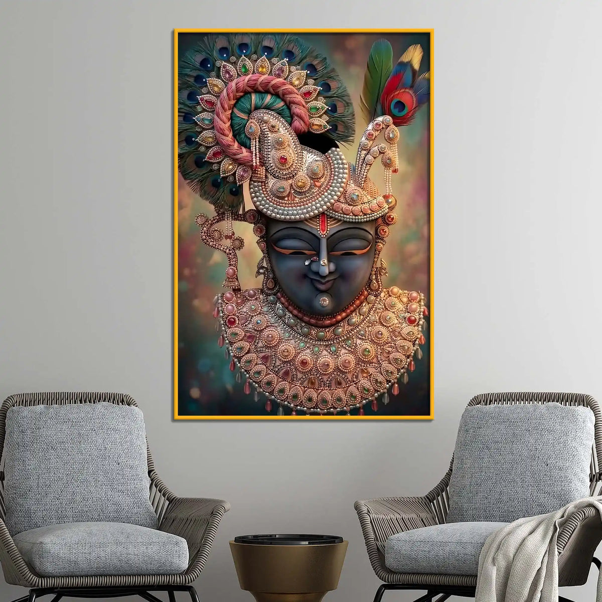 Designer Shrinathji Floating Frame Crystal Wall Painting