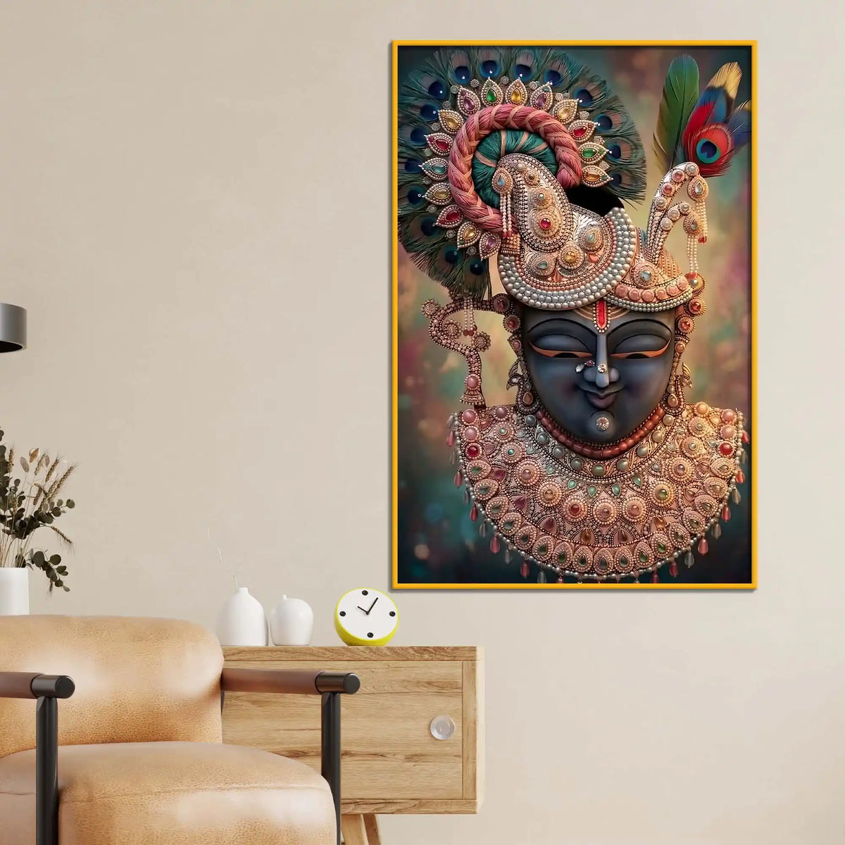 Designer Shrinathji Floating Frame Crystal Wall Painting