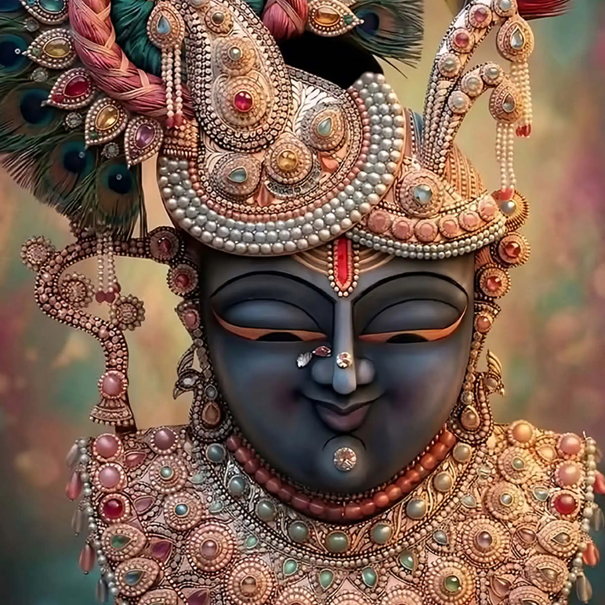 Designer Shrinathji Floating Frame Crystal Wall Painting