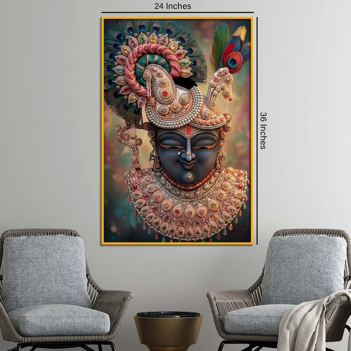 Designer Shrinathji Floating Frame Crystal Wall Painting