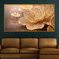 Designer Sparkling Flower Crystal Glass Wall Painting for Interior Décor