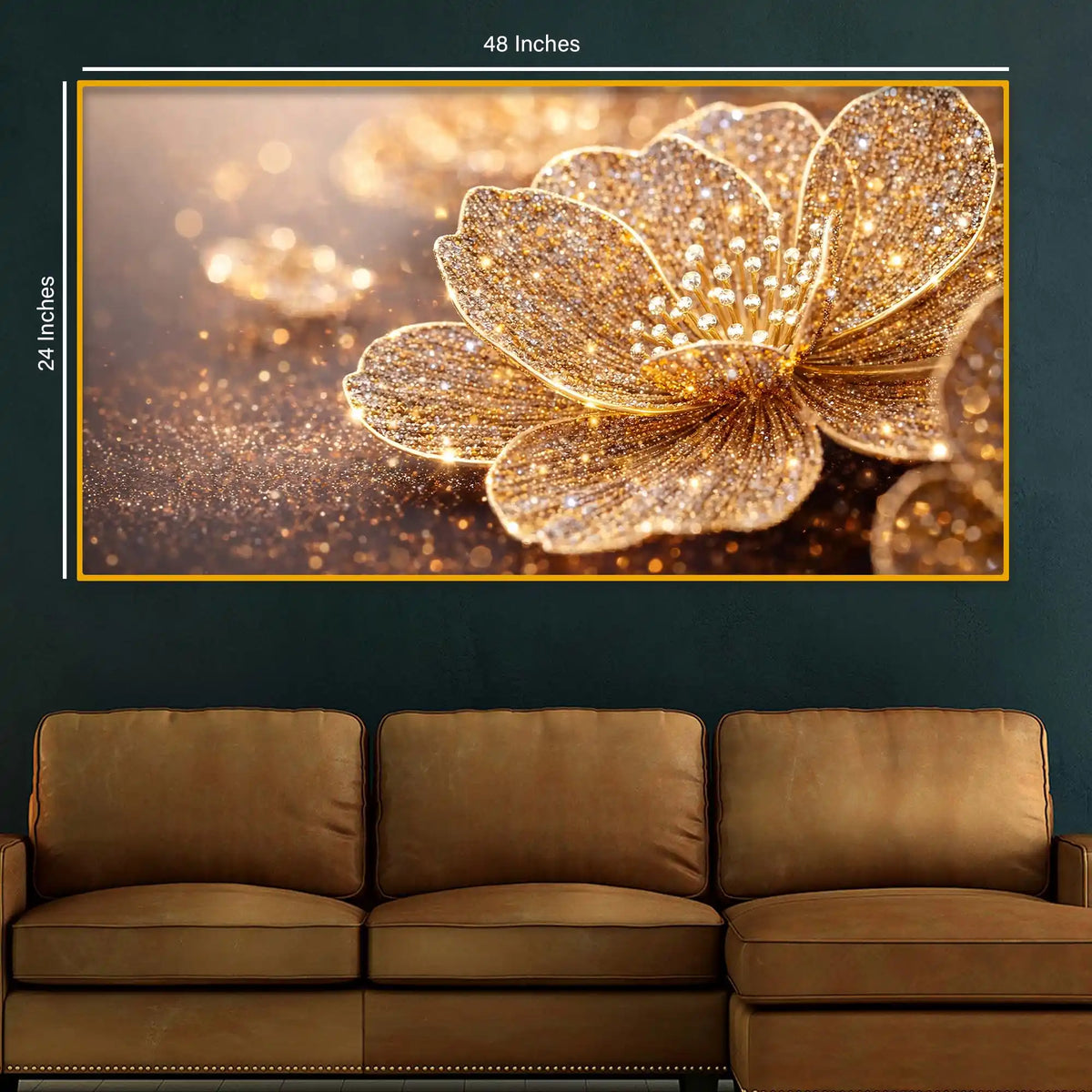 Designer Sparkling Flower Crystal Glass Wall Painting for Interior Décor