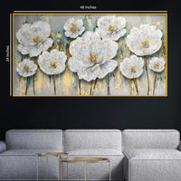 Designer White Floral Crystal Glass Painting