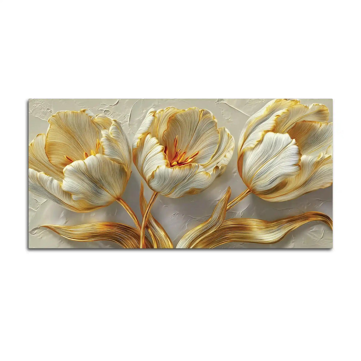 Designer White Tulip Abstract Canvas Wall Luxury Painting