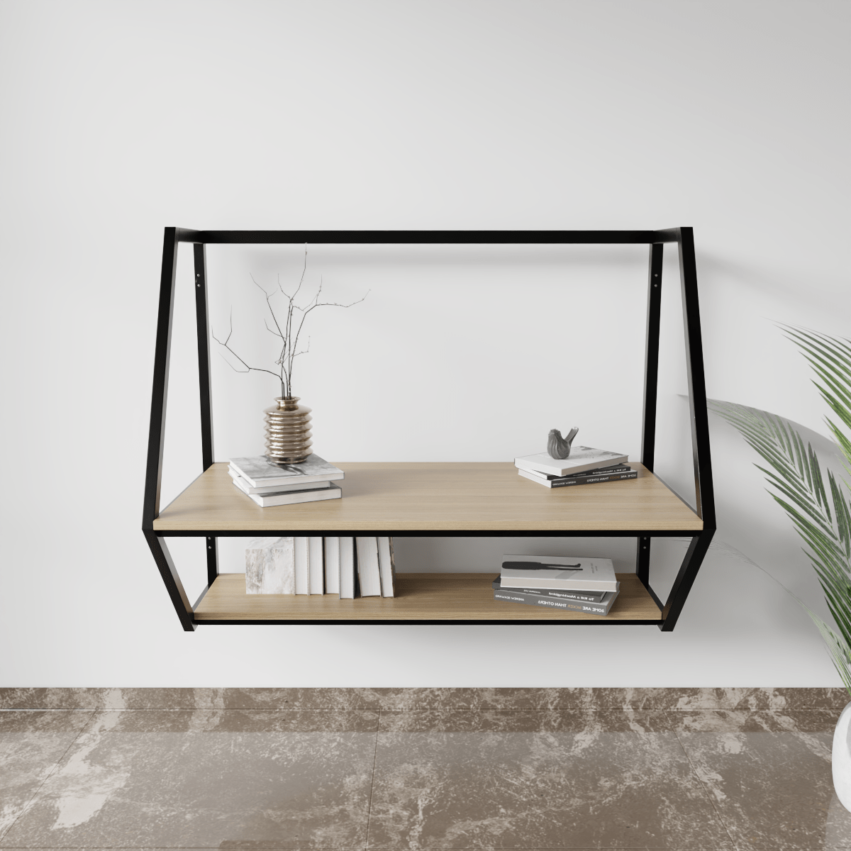 Designer Wooden Wall Mounted Desk for Books & Decor