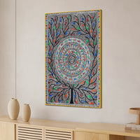 Detailed Madhubani Canvas Wall Painting for Home Décor
