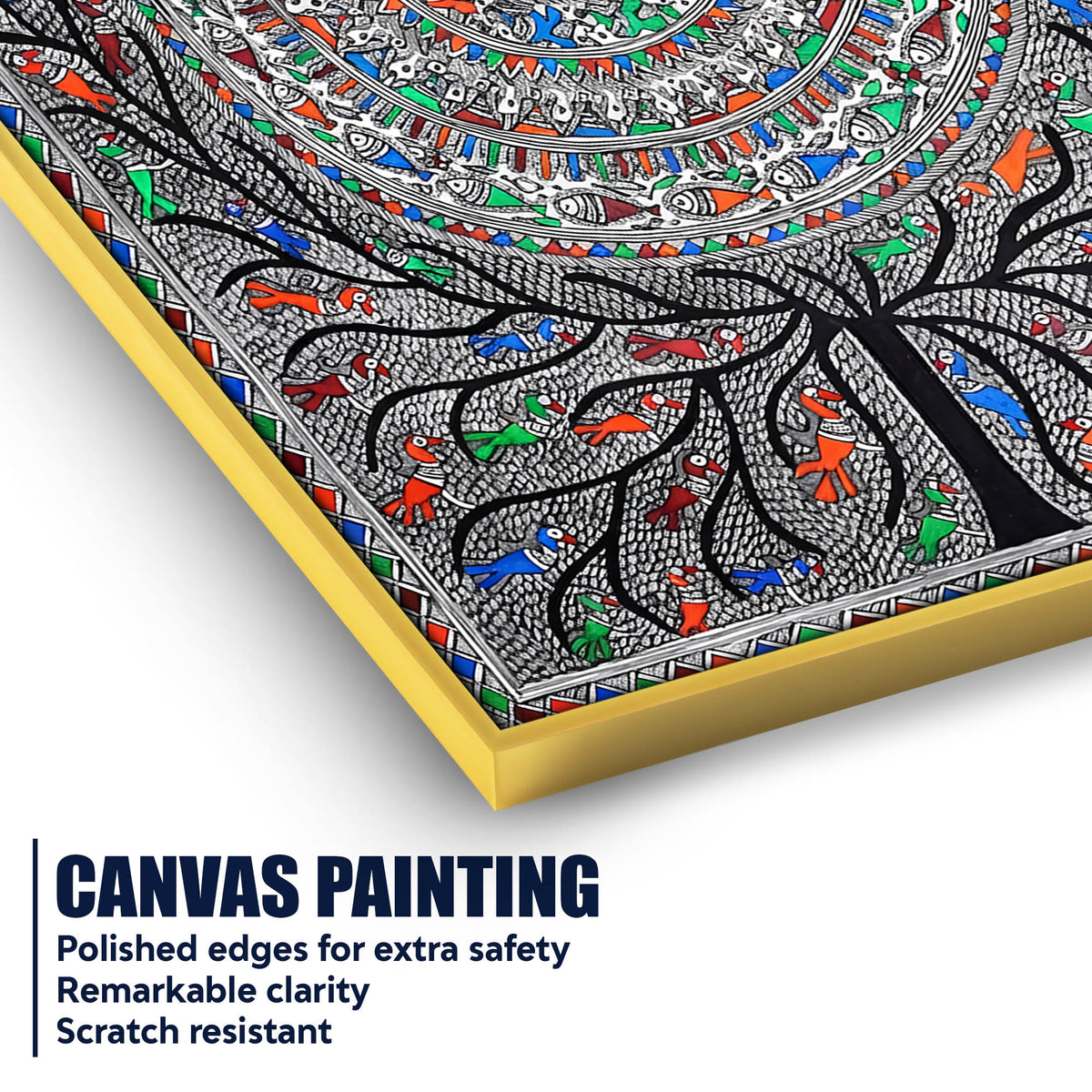 Detailed Madhubani Canvas Wall Painting for Home Décor