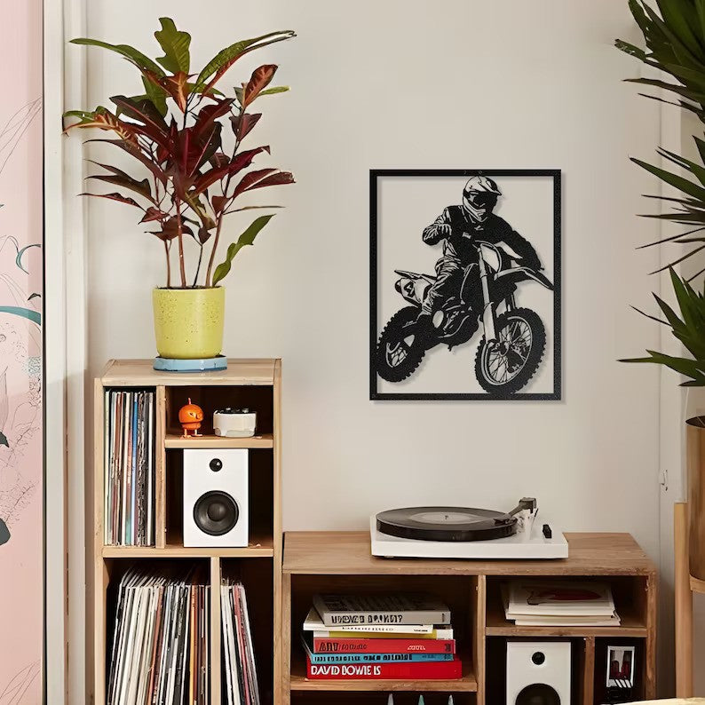 Dirt Bike Rider Metal Wall Art for Rider Room Décor