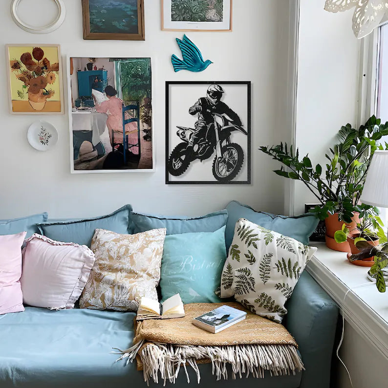 Dirt Bike Rider Metal Wall Art for Rider Room Décor