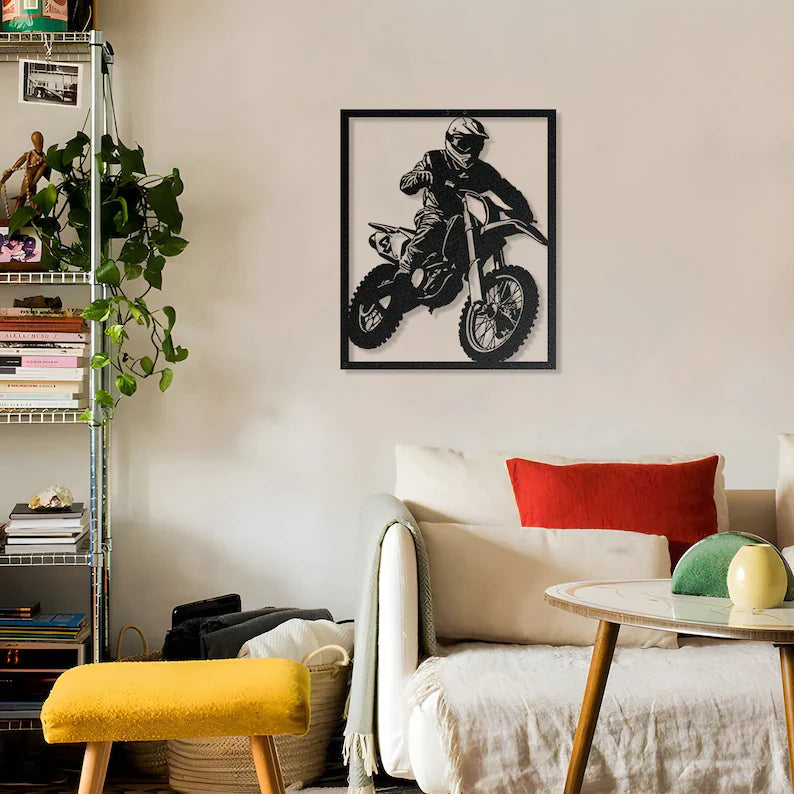 Dirt Bike Rider Metal Wall Art for Rider Room Décor