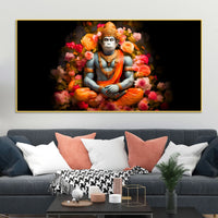 Divine Bajrangbali Calm Pose Canvas for Home & Temple Decor