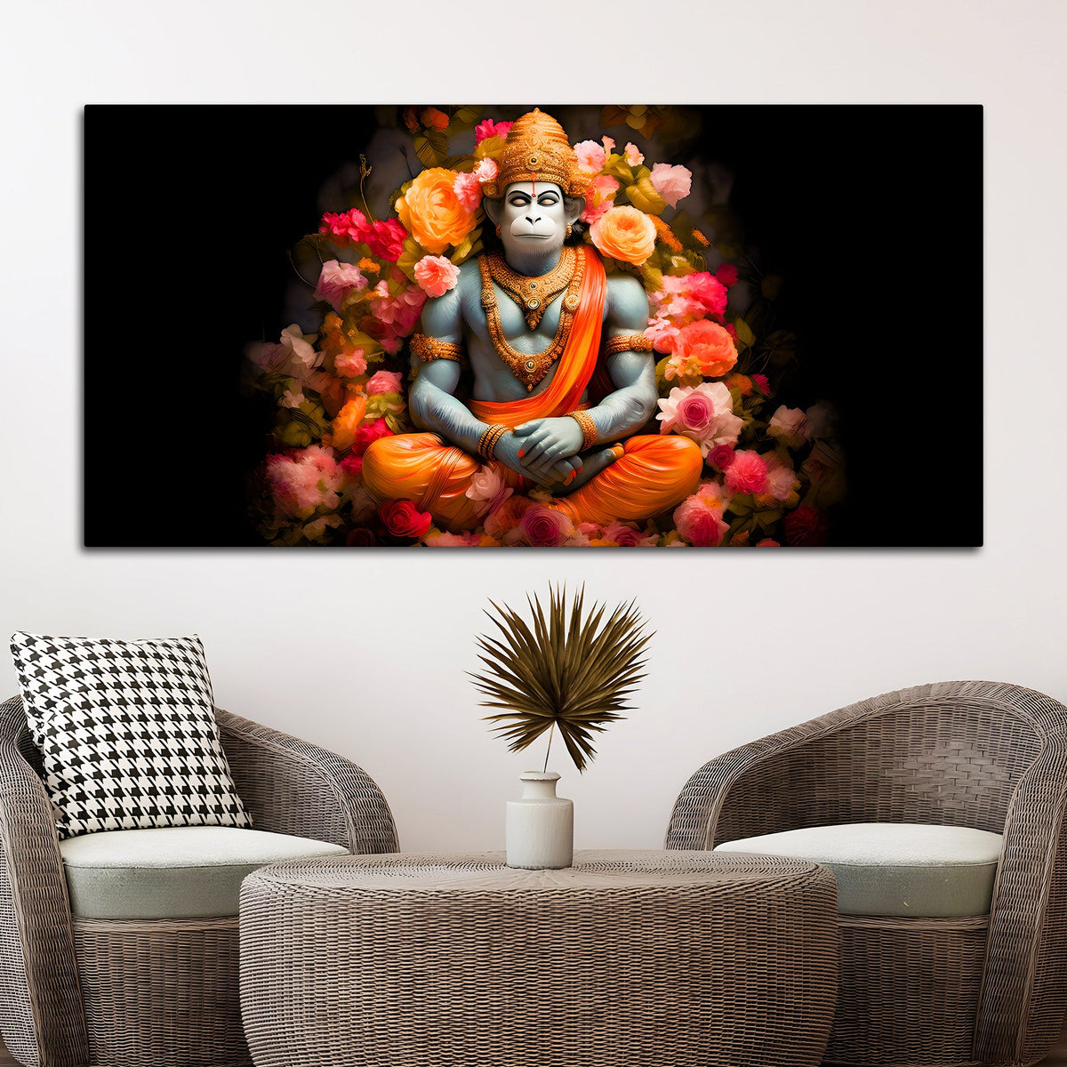 Divine Bajrangbali Calm Pose Canvas for Home & Temple Decor