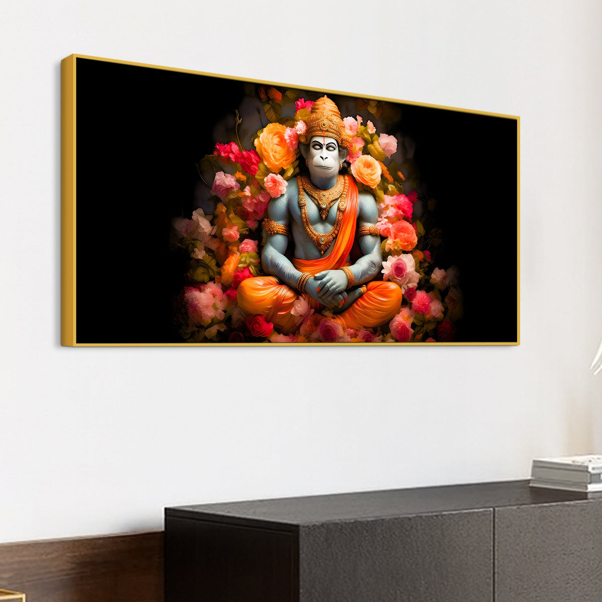 Divine Bajrangbali Calm Pose Canvas for Home & Temple Decor