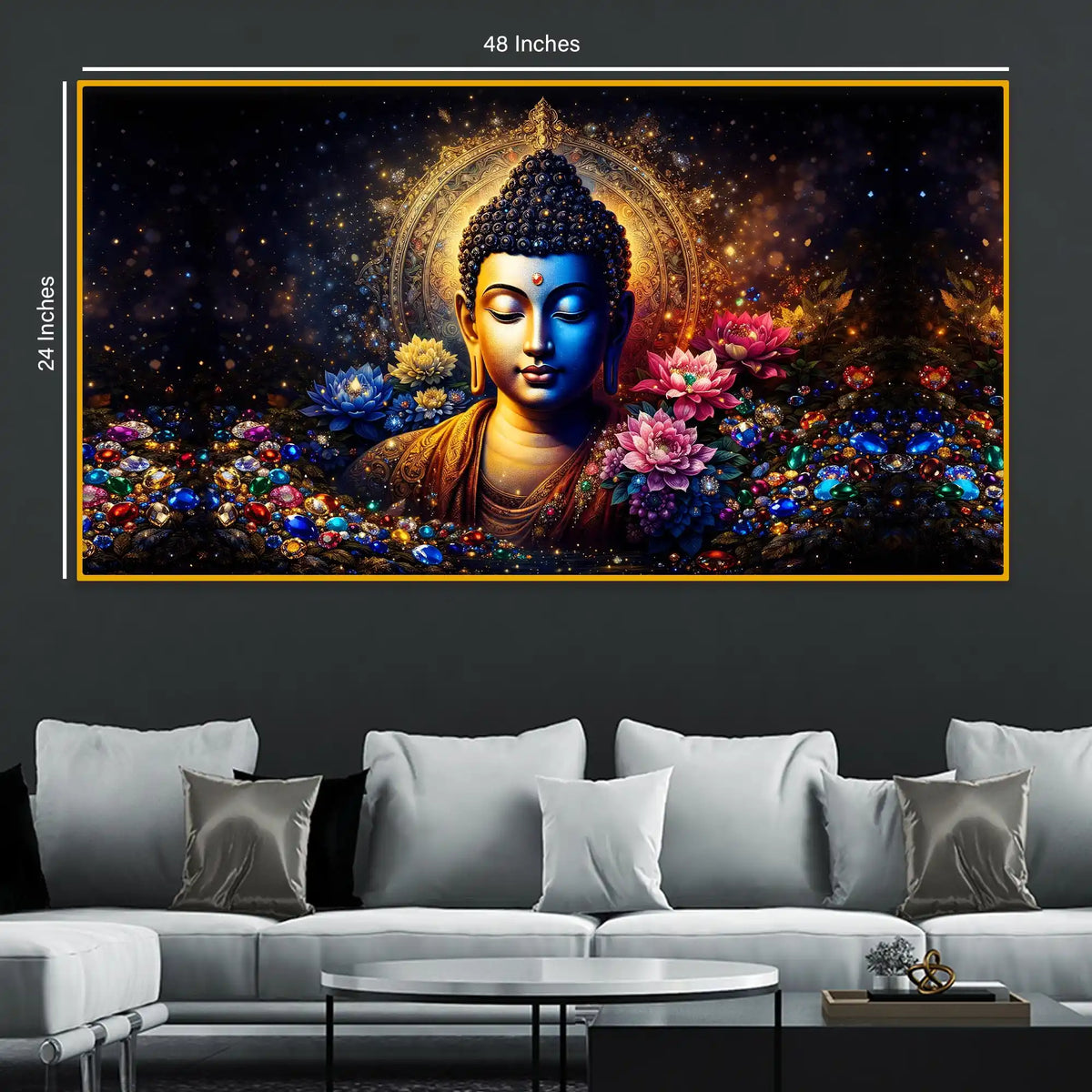 Divine Buddha Aura Crystal Glass Painting for Premium Wall Decor