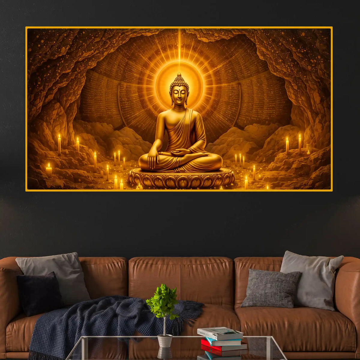 Divine Buddha Enlightenment Crystal Glass Painting