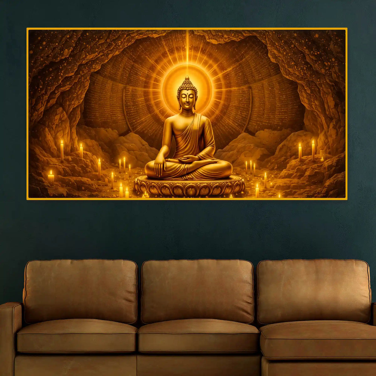 Divine Buddha Enlightenment Crystal Glass Painting