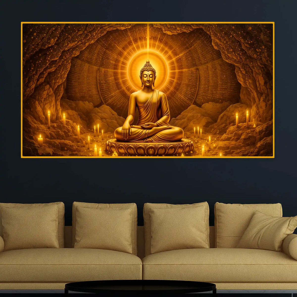 Divine Buddha Enlightenment Crystal Glass Painting