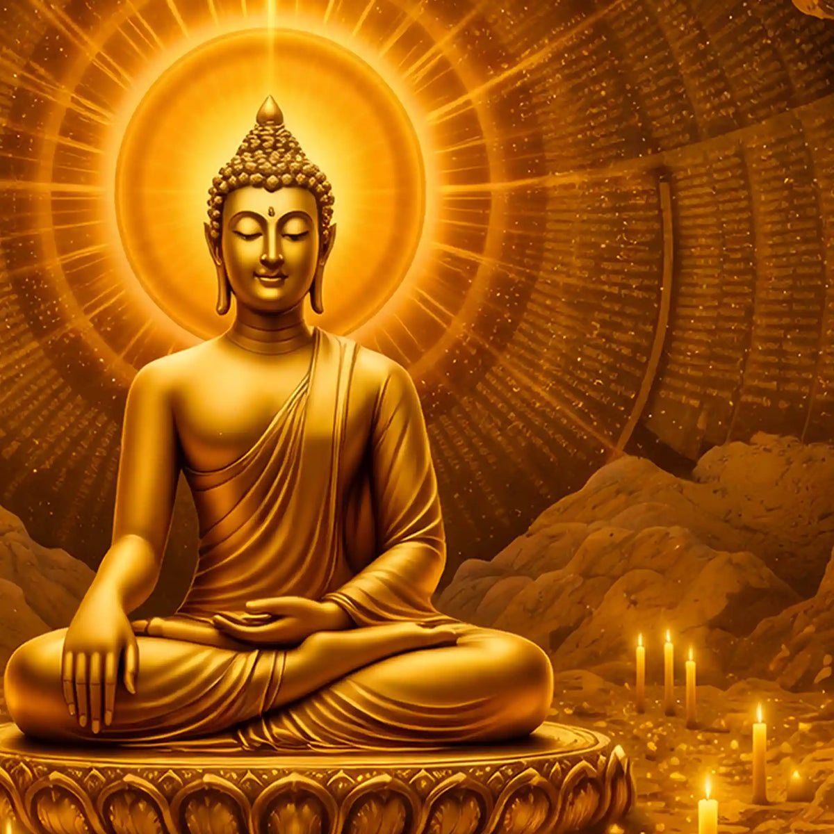 Divine Buddha Enlightenment Crystal Glass Painting