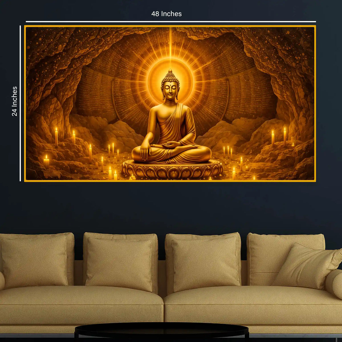 Divine Buddha Enlightenment Crystal Glass Painting