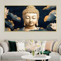 Divine Buddha Face Canvas Painting – Peaceful Spiritual Wall Art