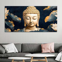 Divine Buddha Face Canvas Painting – Peaceful Spiritual Wall Art