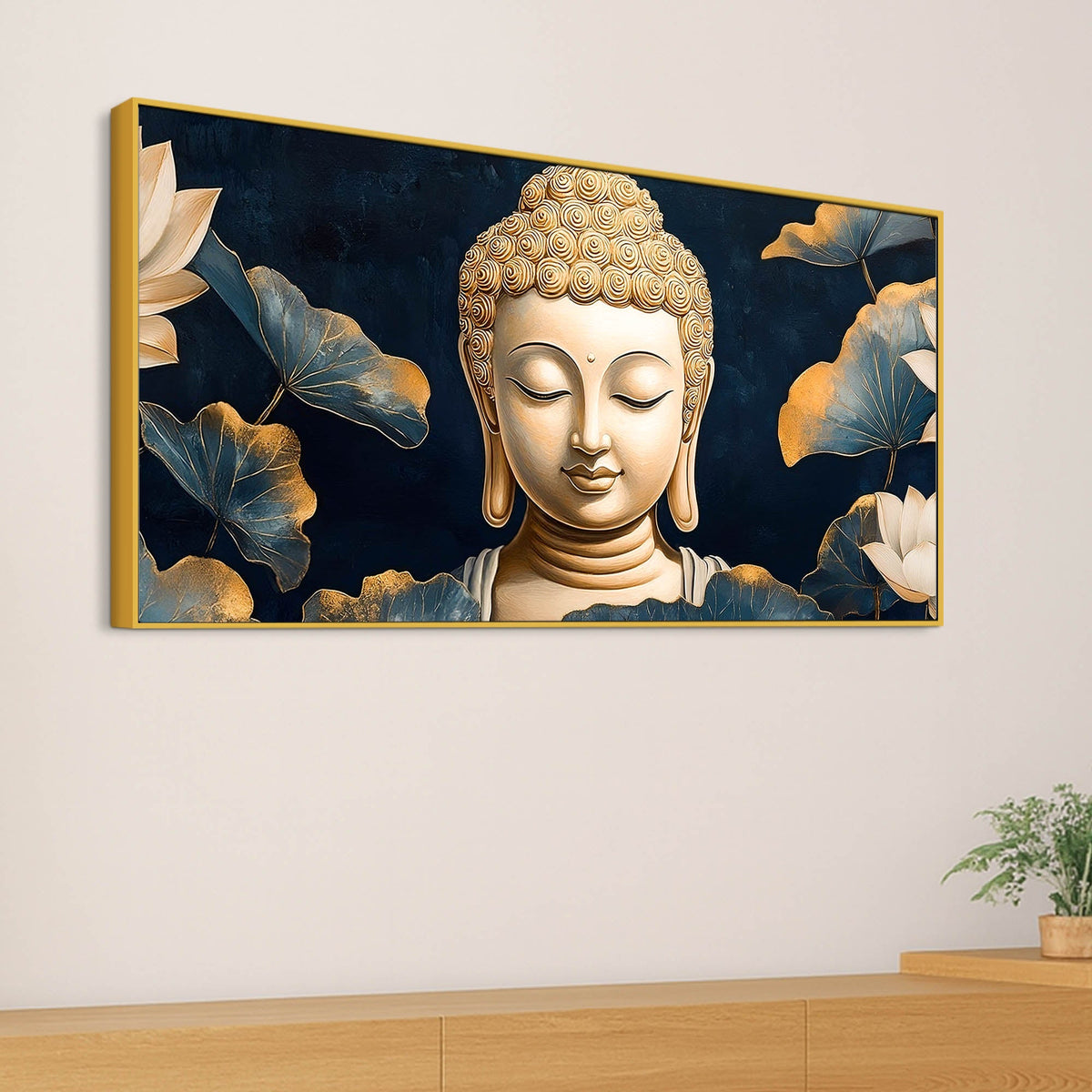 Divine Buddha Face Canvas Painting – Peaceful Spiritual Wall Art