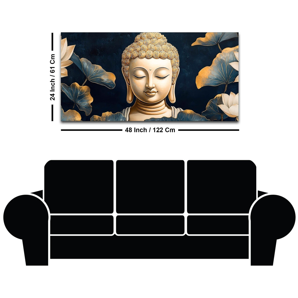 Divine Buddha Face Canvas Painting – Peaceful Spiritual Wall Art
