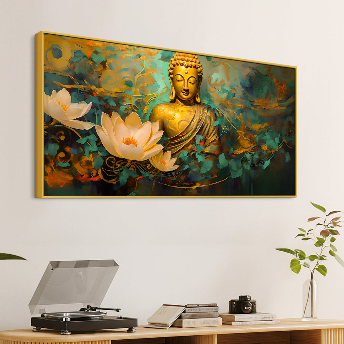 Divine Buddha Lotus Wall Painting for Calm & Spiritual Spaces