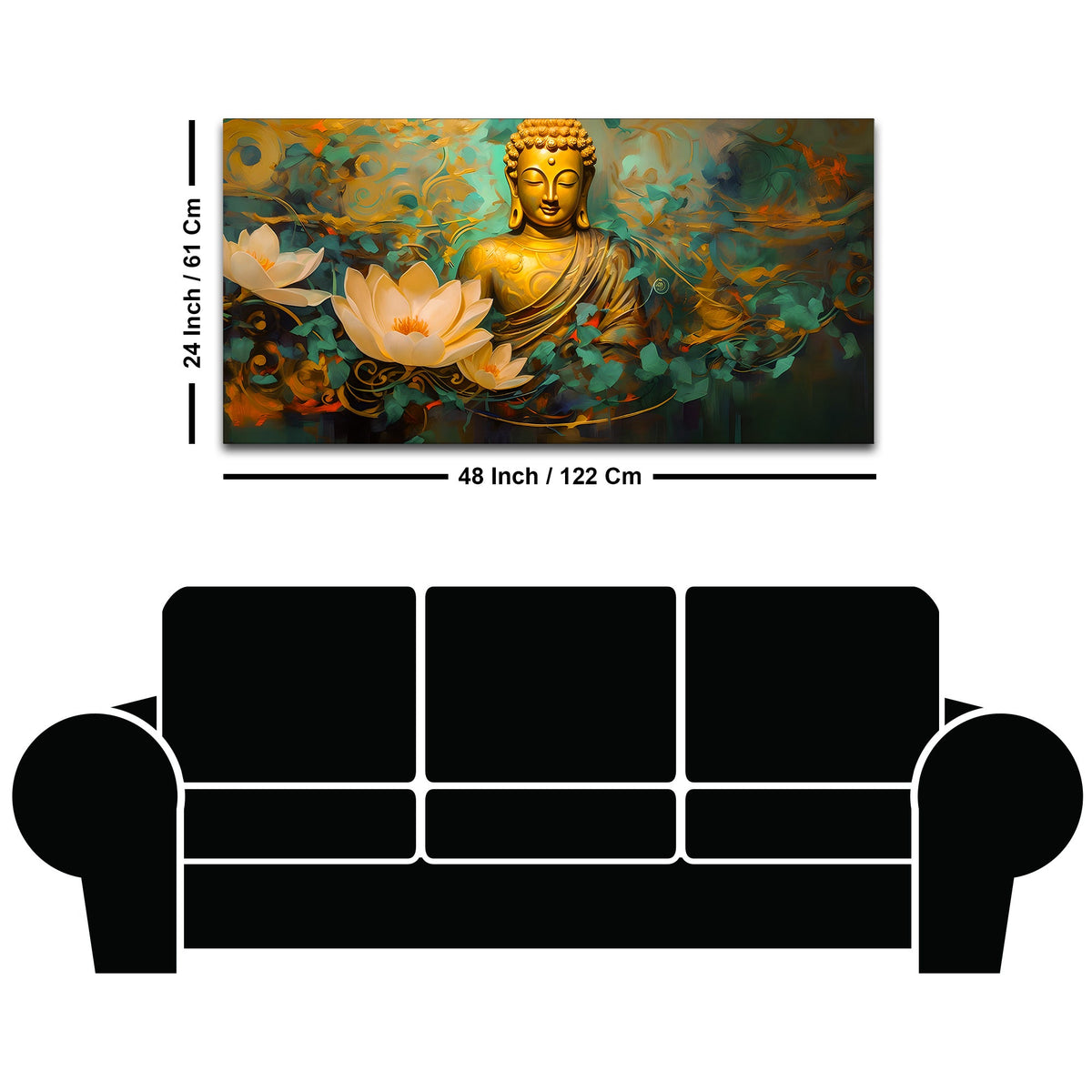 Divine Buddha Lotus Wall Painting for Calm & Spiritual Spaces
