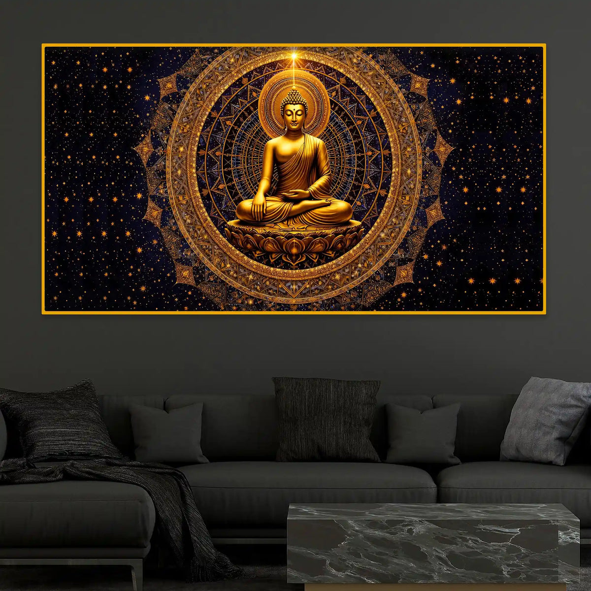Divine Buddha Meditation Crystal Glass Painting for Wall Décor