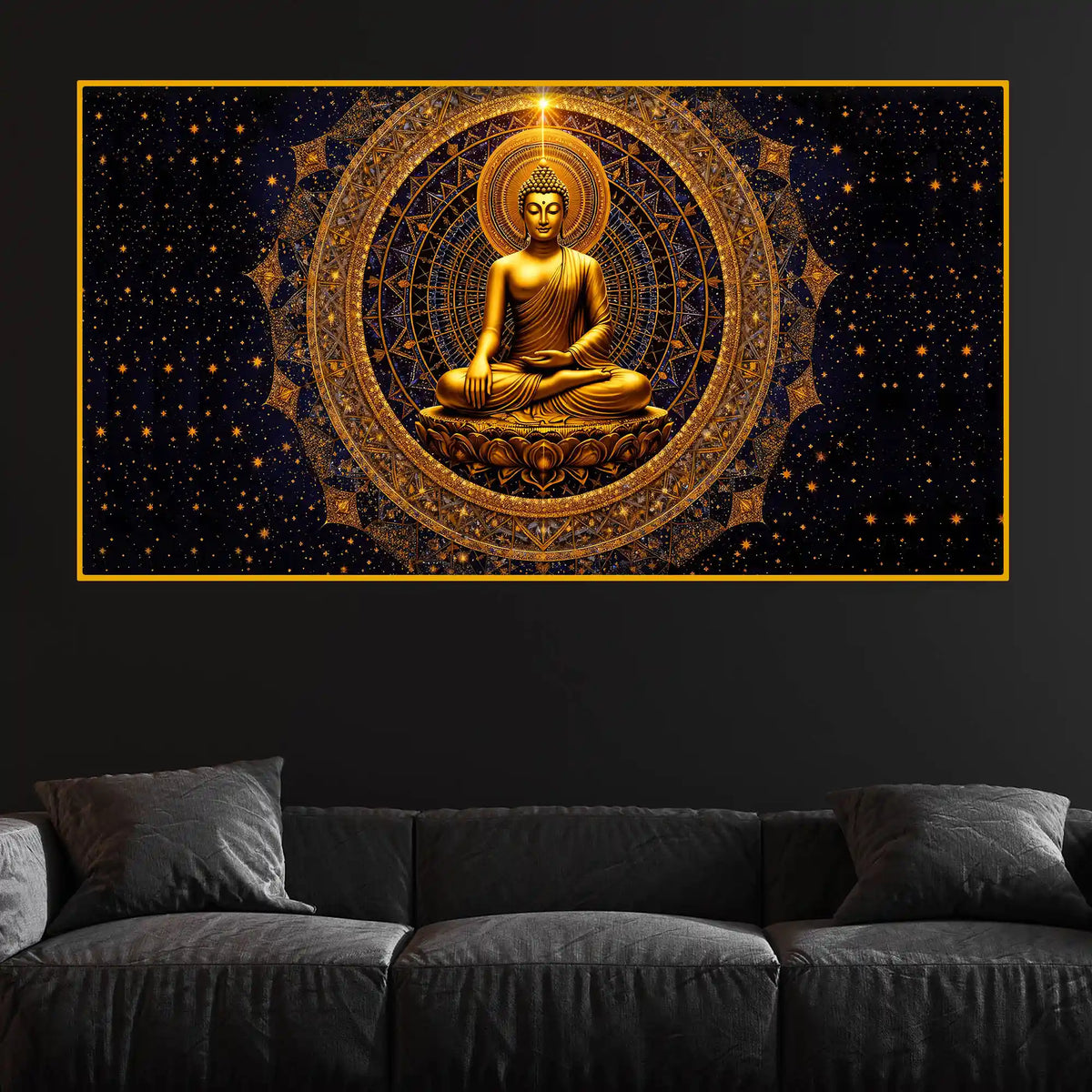 Divine Buddha Meditation Crystal Glass Painting for Wall Décor