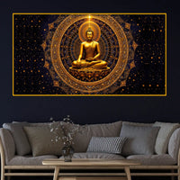 Divine Buddha Meditation Crystal Glass Painting for Wall Décor