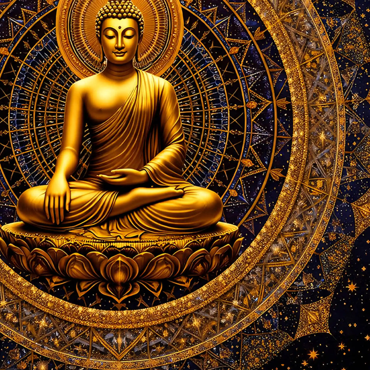 Divine Buddha Meditation Crystal Glass Painting for Wall Décor