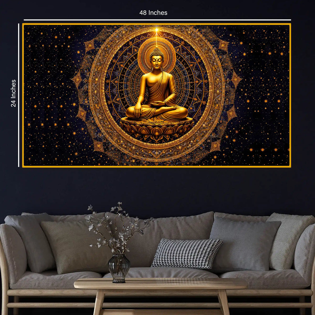 Divine Buddha Meditation Crystal Glass Painting for Wall Décor