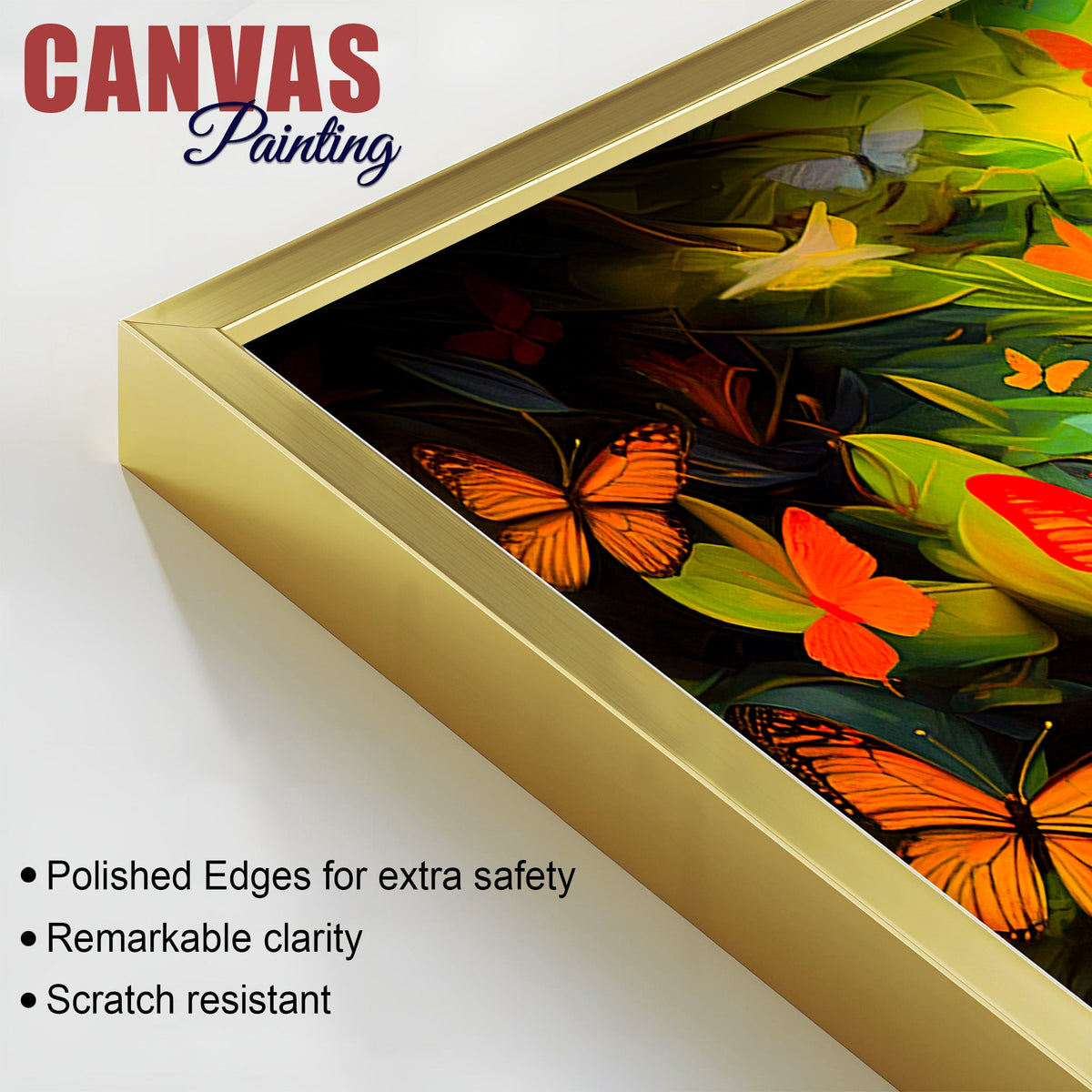 Divine Buddha Wall Painting with Butterfly & Green Nature Theme