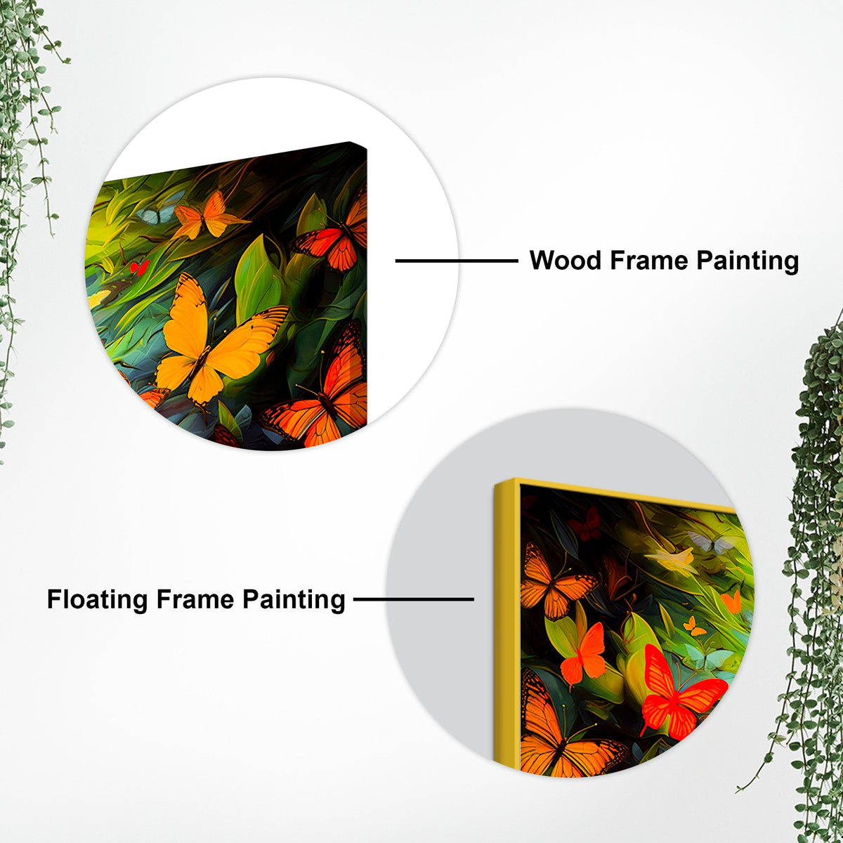 Divine Buddha Wall Painting with Butterfly & Green Nature Theme