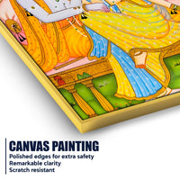 Divine Couple Shree Radha Krishna Sitting Together Canvas Wall Painting