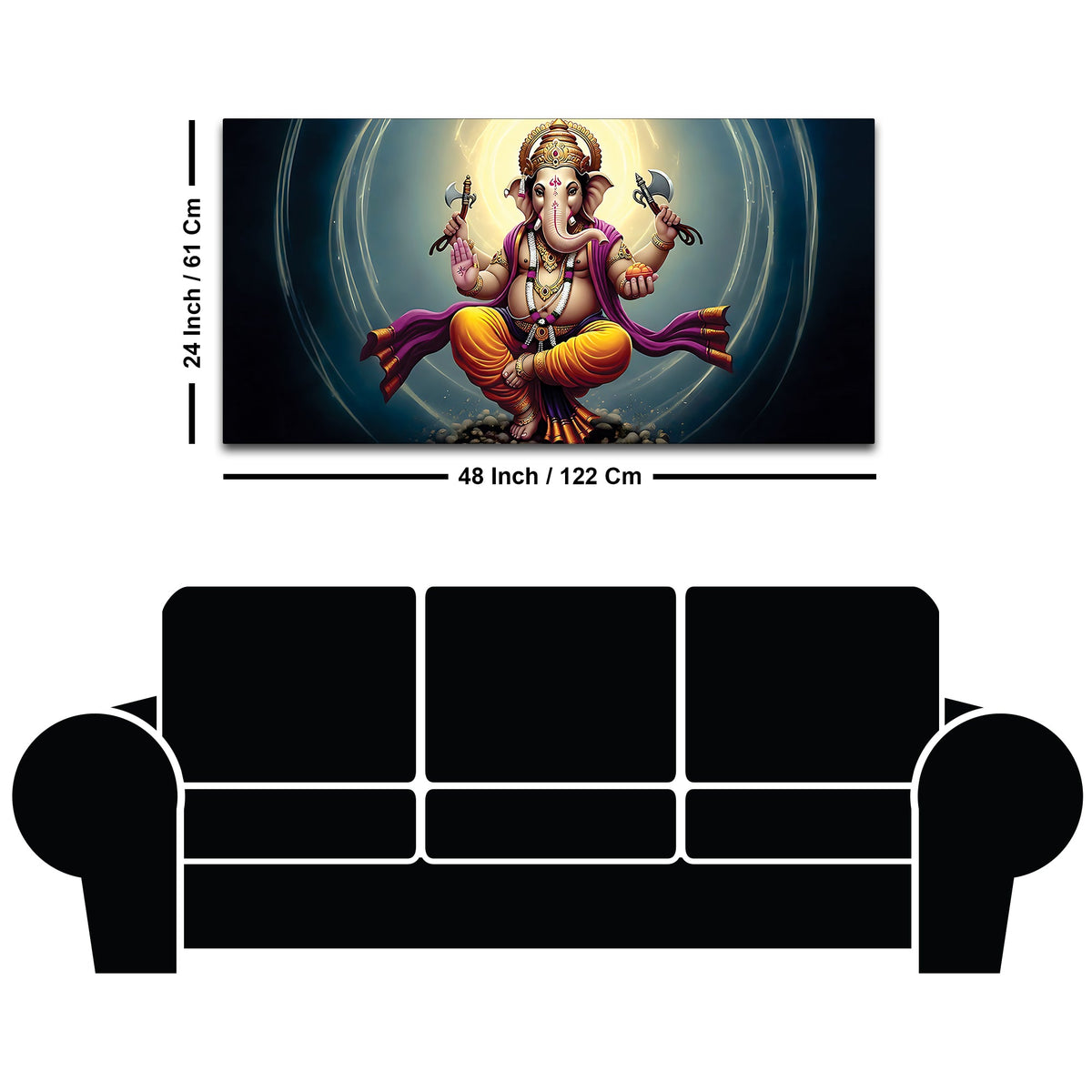 Divine Dancing Vighnaharta Ganpati Bappa Canvas Wall Painting for Home & Pooja Spaces – Modern Religious Wall Decor
