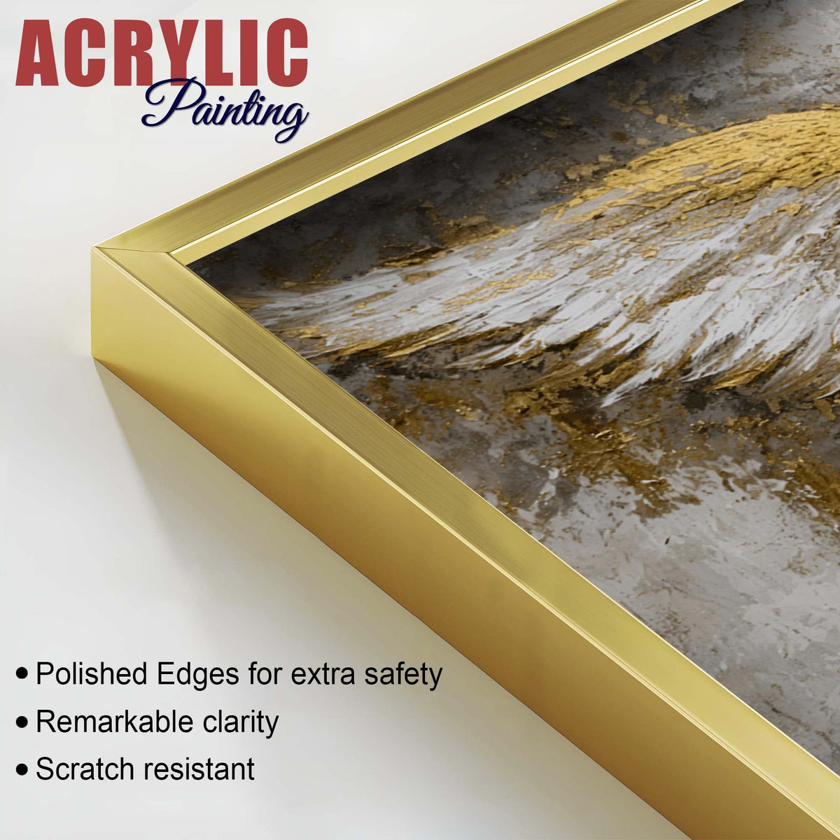 Divine Golden Angel Wings Acrylic Floating Wall Painting Set of 2
