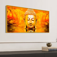 Divine Golden Buddha Lotus Canvas Painting for Peaceful Modern Home Décor