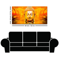 Divine Golden Buddha Lotus Canvas Painting for Peaceful Modern Home Décor