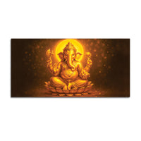 Divine Golden Ganpati Canvas Wall Painting for Home & Pooja Spaces – Modern Spiritual Wall Decor