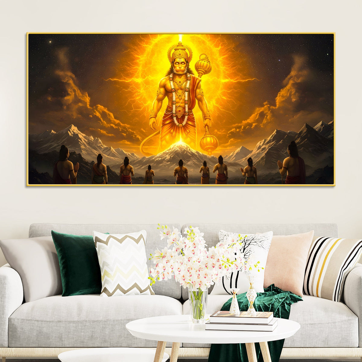 Divine Hanuman Ji Canvas Painting for Living Room & Pooja